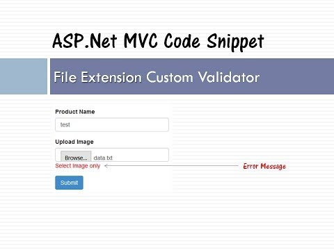 File Extension Custom Validator | ASP.Net MVC