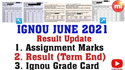 Ignou June 2021Result || Ignou assignment status || Ignou June 2021 grade Card / #ignouresult #ignou