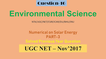Part 3 Solar Energy Numerical Environmental Science NTA UGC NET CSIR