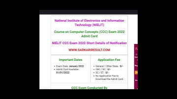 Download NIELIT Course on Computer Concepts (CCC)Admit card of January2022 #admitcard #shorts #viral