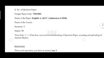 DU Sol Question Paper Semester 1 English A AECC B.Com Hons./ Prg March 2021 Open Book Examination MM