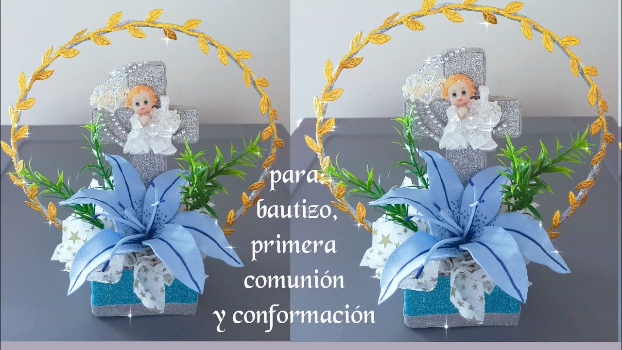 diy centro de mesa para bautizo, primera comunión o confirmación/ ideas