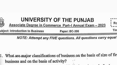 Adc Part 1 Introduction to Business past paper 2023||b.com Part 1 papers 2023|Punjab University
