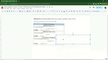 Saxon Algebra 1 Lesson 11 Video 1: Multiplying and Dividing Real Numbers