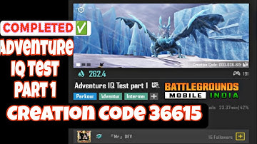 Bgmi wow Parkour Creation Code 36615 Adventure IQ test Part 1 #bgmi #pubg #bgmiislive #bgmilive 
