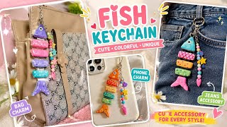 DIY Cute Fish Keychain 🐟✨ | Easy Handmade Bag & Phone Charm 🤩 full tutorial video | #craft #diy  screenshot 5