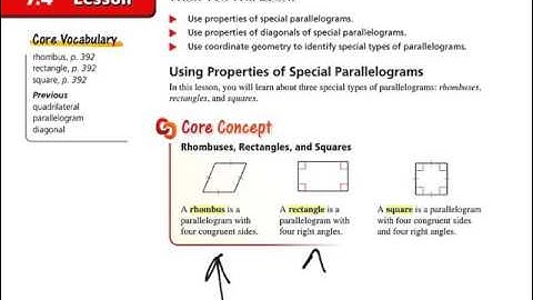 7.4 Properties of Special Parallelograms