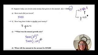 Coach Fred's Alg 2 ~ Interpreting Exponential functions test review #18