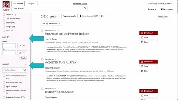 Find what you need on JSTOR: 2. Narrow by subject and date