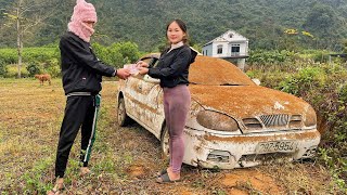 The genius girl repaired her neighbor's dilapidated, heavily damaged old car.