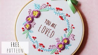 Easy embroidery flowers using basic embroidery stitches for 7 inch hoop