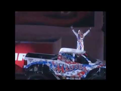 Madusa monster jam waves with her American bathing suit (short) Madusa monster jam waves with her American bathing suit (short)