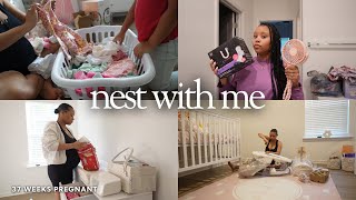 Nest With Me | 37 Weeks Pregnant! Organizing Clothes + Hospital Bag MustHaves + Nursery Shopping