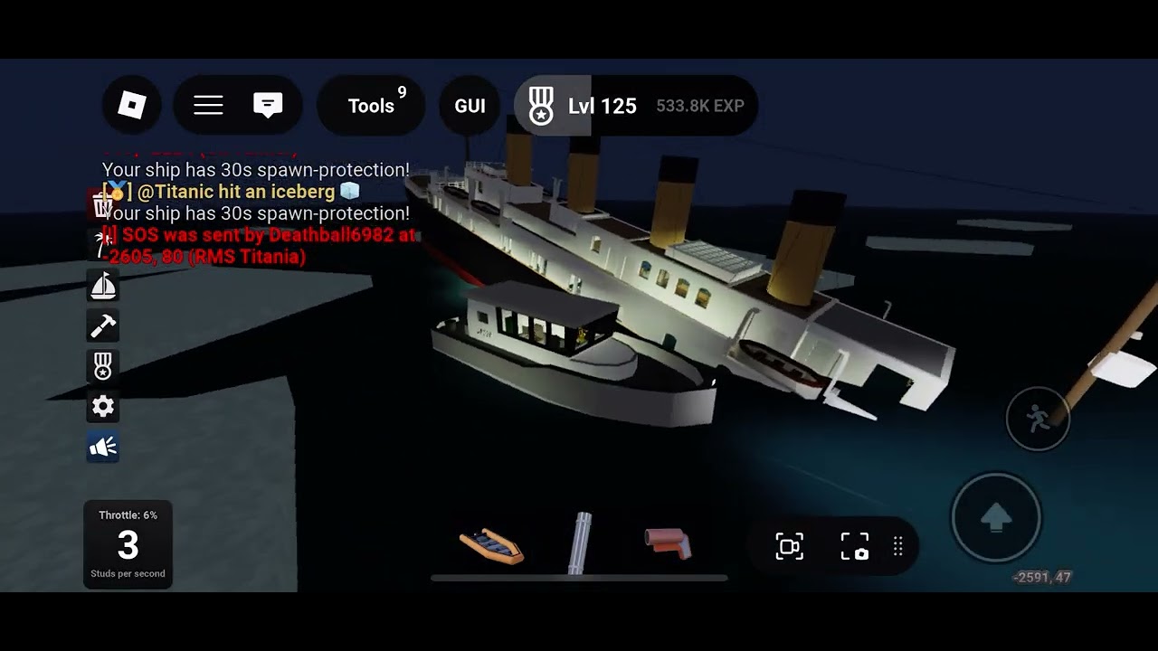 Playing Saul and sink a ship simulator Roblox 