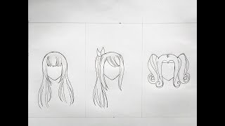 How to draw female anime hair (slow tutorial) 3 different ways