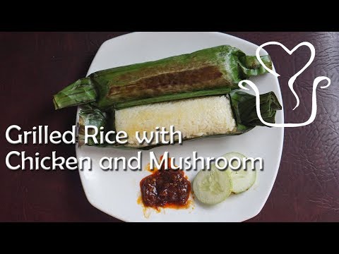 Grilled rice with chicken and mushroom
