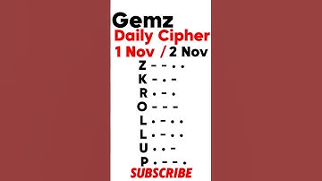 Gemz Daily Cipher Morse Code 1 Nov & 2 November 2024 | Unlock Today’s Code & Rewards! #gemzdailycode