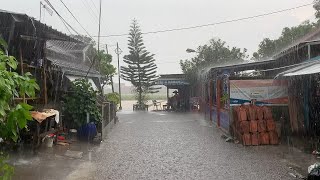 Heavy Rain and Lightning in Solid Village | Lightning and heavy rain | Rural Beauty in Indonesia