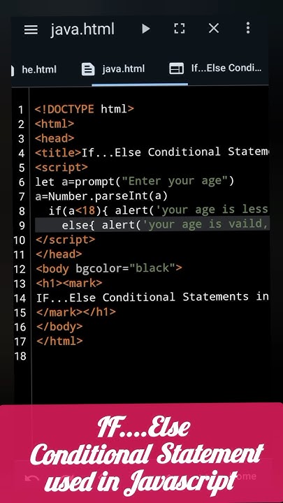 IF...Else Conditional Statement Used in Javascript #conditionaloperator ...