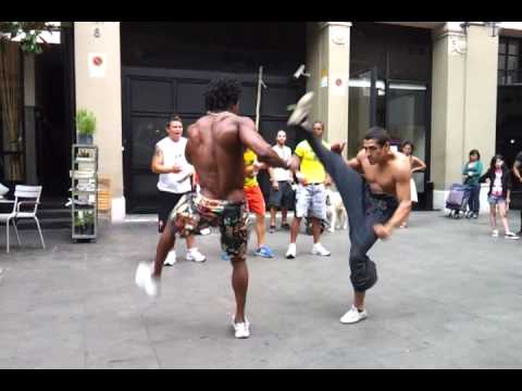 Brazilian Capoeira in the street of Barcelona