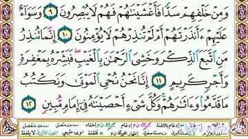   سورة     يس    .   .     صفحة   ٤٤٠   .   .      من الأية( ١٠ ) إلى الأية( ١٢ )
