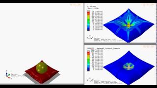 SIMULIA Abaqus - Bowling Ball Dropped On Inflated Pillow