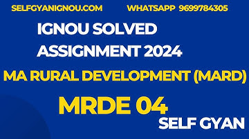 MRDE 04 ignou MA Rural Development solved assignment 2024 download