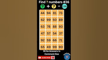 Find ? numbers - 36 | Only a genius could find all the numbers | Hard Level #addition