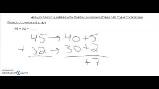 Adding 2-Digit Numbers with Partial Sums Part 2 (Expanded Form Equations)
