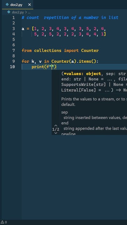 count repetition of number using collection module | collection module ...