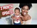 2 MONTH OLD BABY UPDATE |Smiling, Babbling, Sleeping Through The Night, No more pacifier!| TROPHDOPH