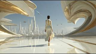 Year 2100: The Golden Utopia ✨ 7 Hour Futuristic City Ambience (4K HDR)