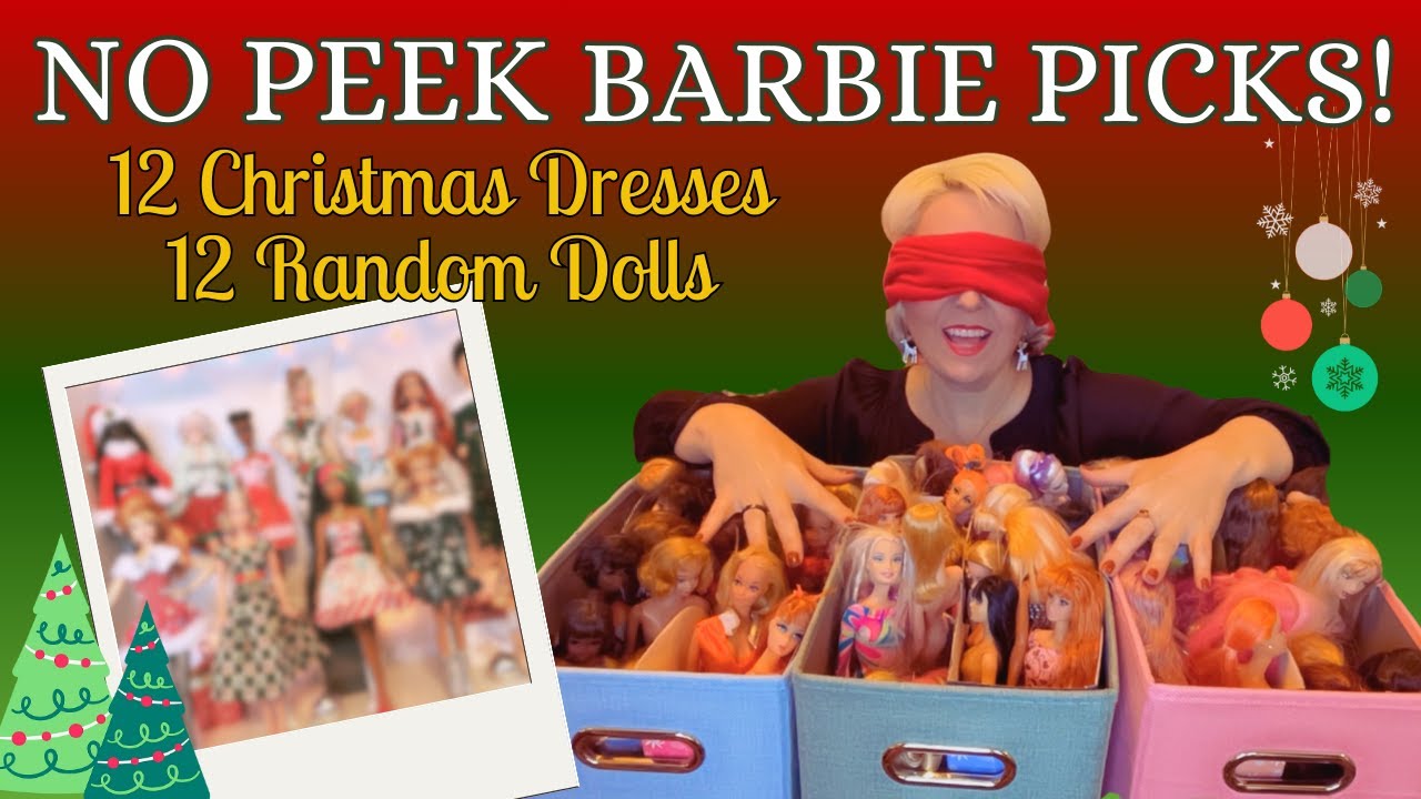 Eyes Closed Challenge (Holiday Edition)! Picking 12 Dolls To Dress As Christmas Barbies