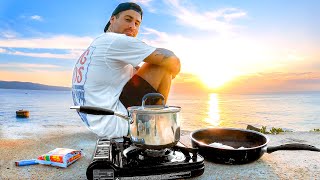 Living on $1 Noodles and Fish I Catch - Spearfishing for Food on a Tropical Island - Catch and Cook
