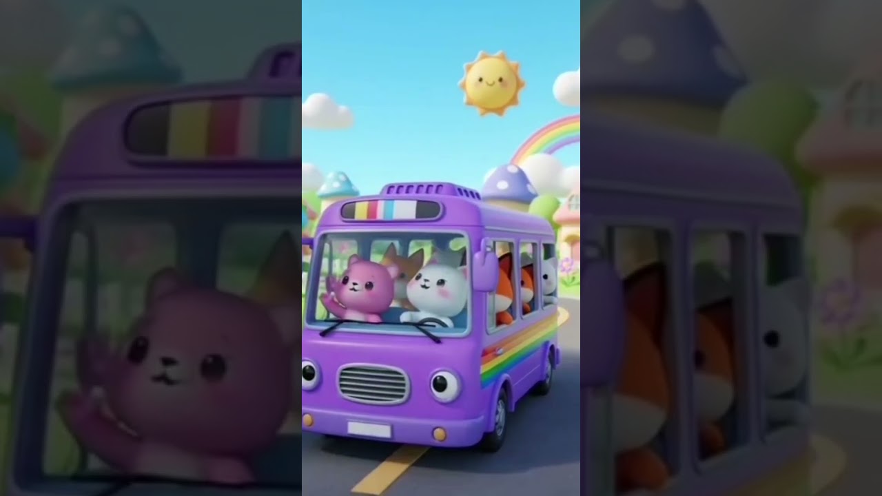 Five little buses go beep beep fun ride counting colors kids song 