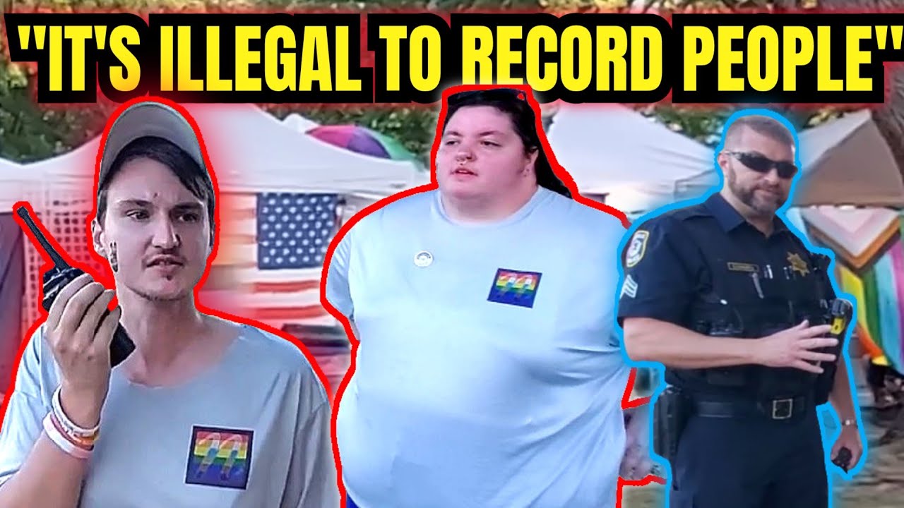 Hostile Pride Staff Try To Bully Us Off The Sidewalk | 1st Amendment | MIDWEST AUDIT | NAPERVILLE IL