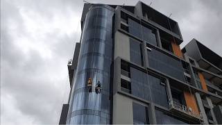 The Curve Glass Semi-Unitized Curtain wall Installation! #construction #engineer