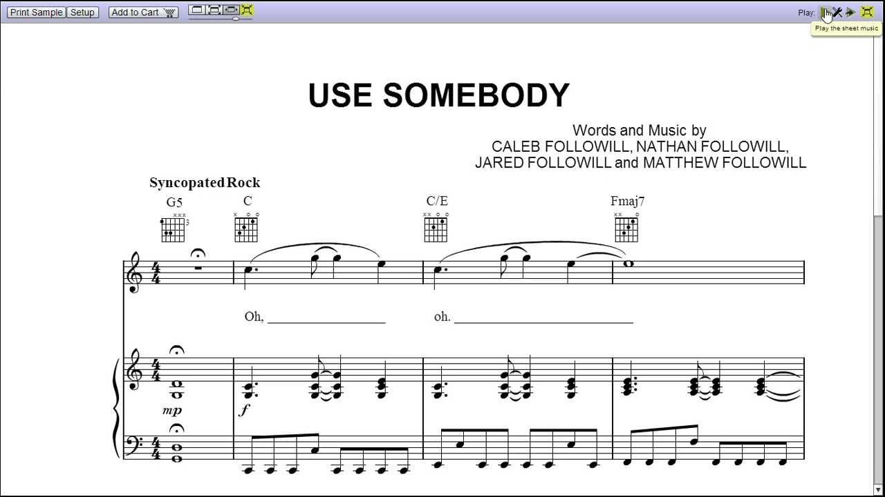 Kings Of Leon (Musical Group), Use Somebody (Composition), Sheet Music (Com...