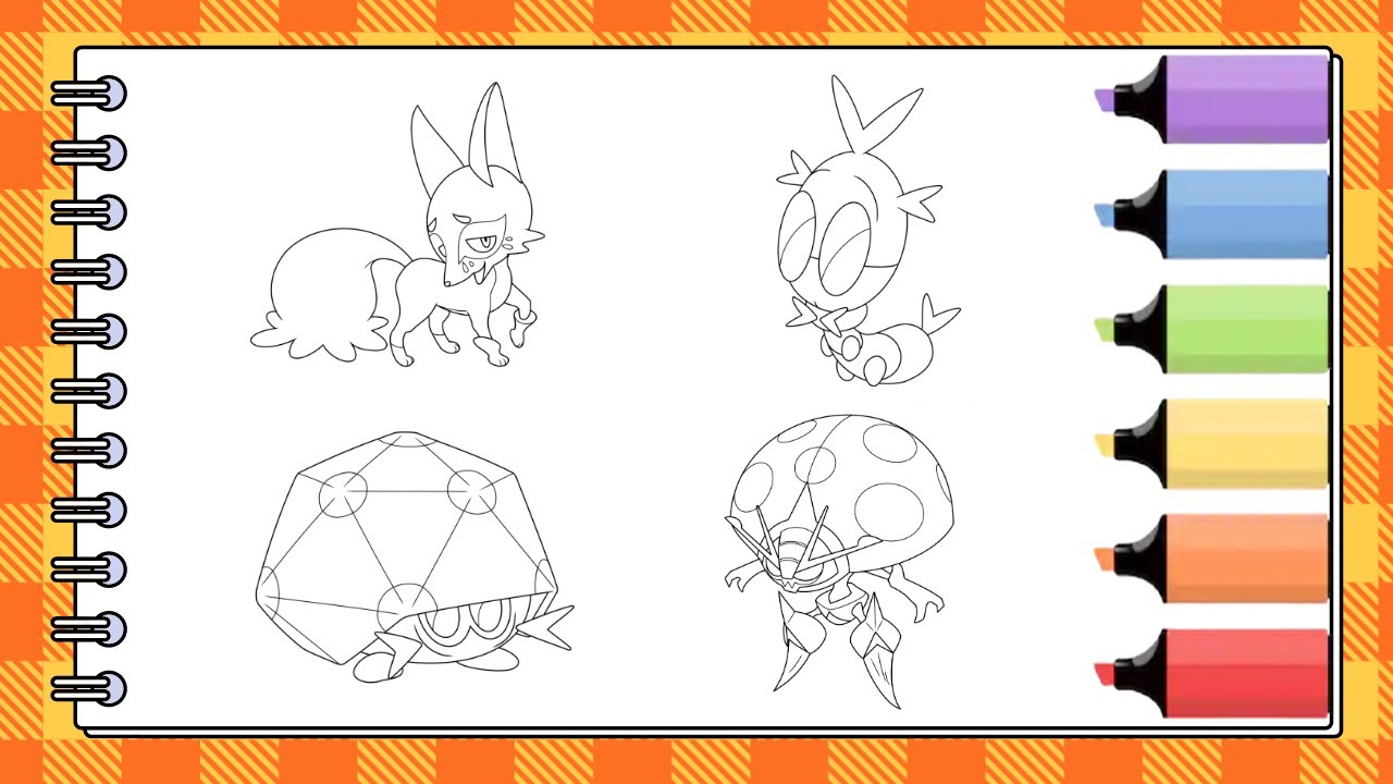 Coloring Pages Pokemon - Nickit, Blipbug, Dottler, Orbeetle - YouTube