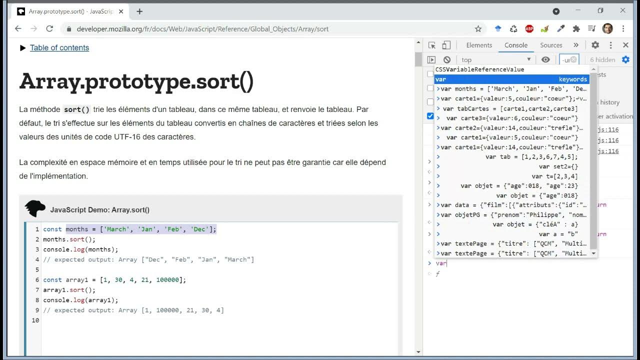 Utiliser la méthode sort() pour trier des tableaux ou des objets en