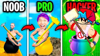 NOOB vs PRO vs HACKER In GETTING OVER IT!? (FUNNY RAGE MOMENTS!)