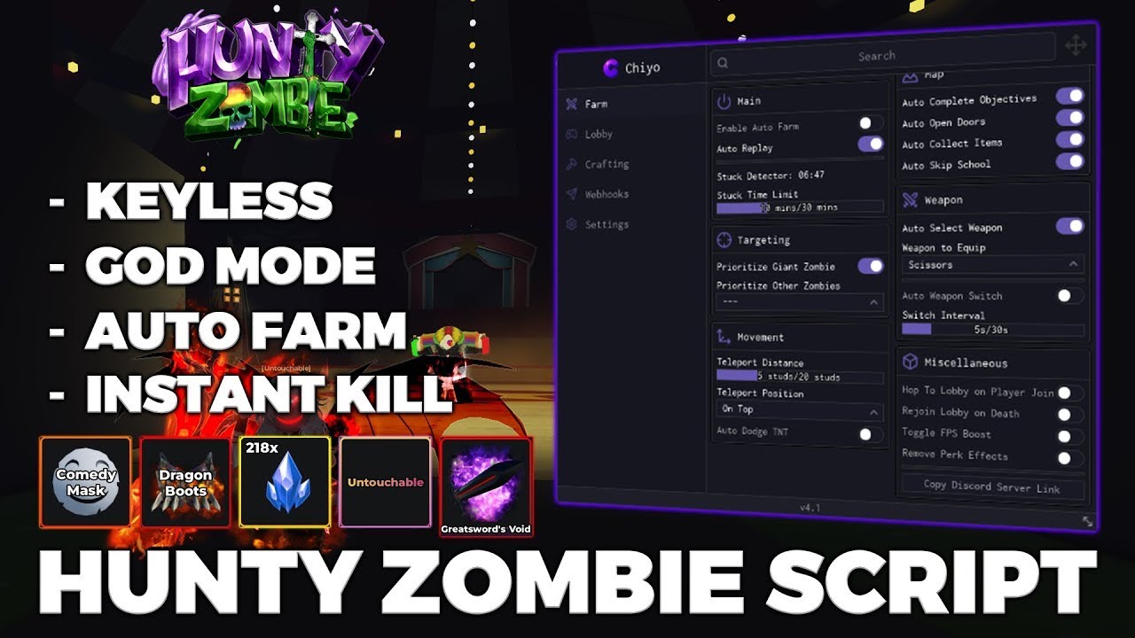 [FREE] UPDATE 3 Hunty Zombie Script | Instant kill, Auto Farm, God Mode ...
