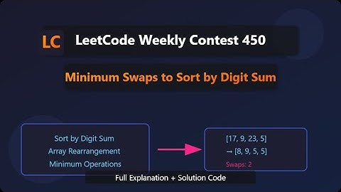 LeetCode 3551. Minimum Swaps to Sort by Digit Sum | Weekly Contest 450