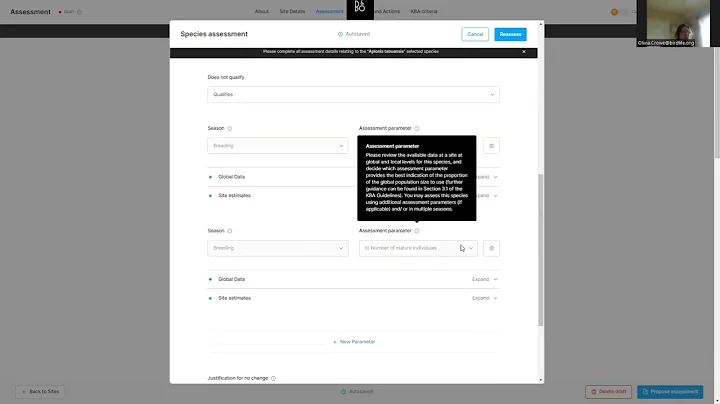 Accessing the KBA database part 2  : re assessing sites