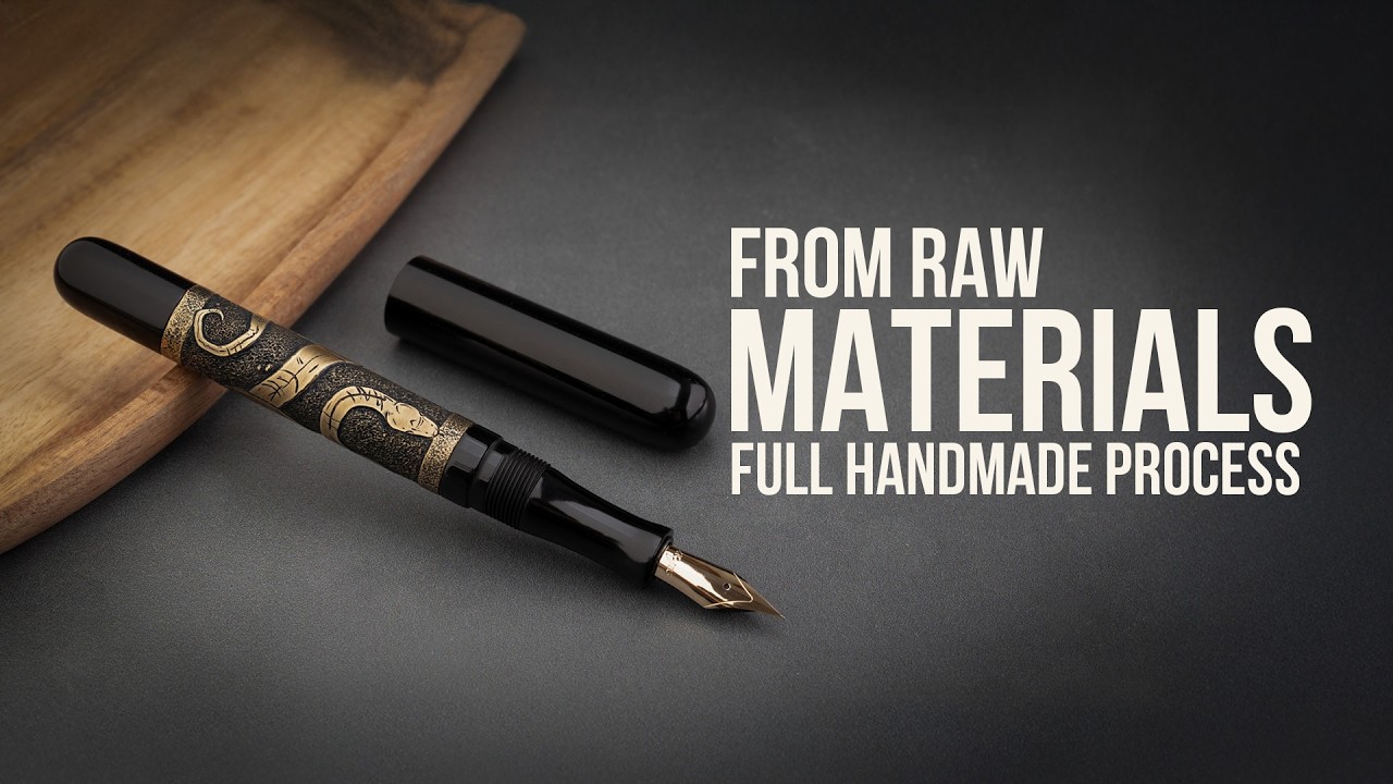 Making a Luxury Fountain Pen from Scratch (Ebonite & Engraved Brass)