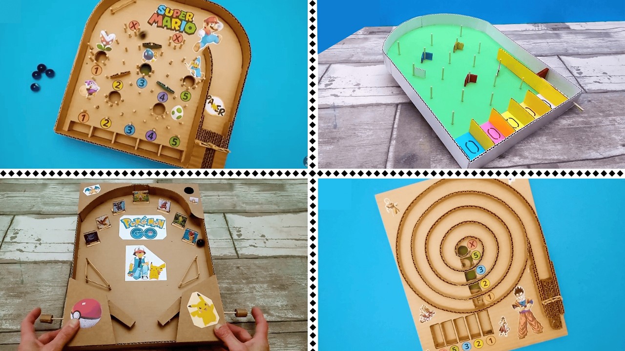 4 Incríveis JOGOS COM PAPELÃO feitos em casa#jogoscompapelão#jogoscaseiros#brinquedosdepapelão