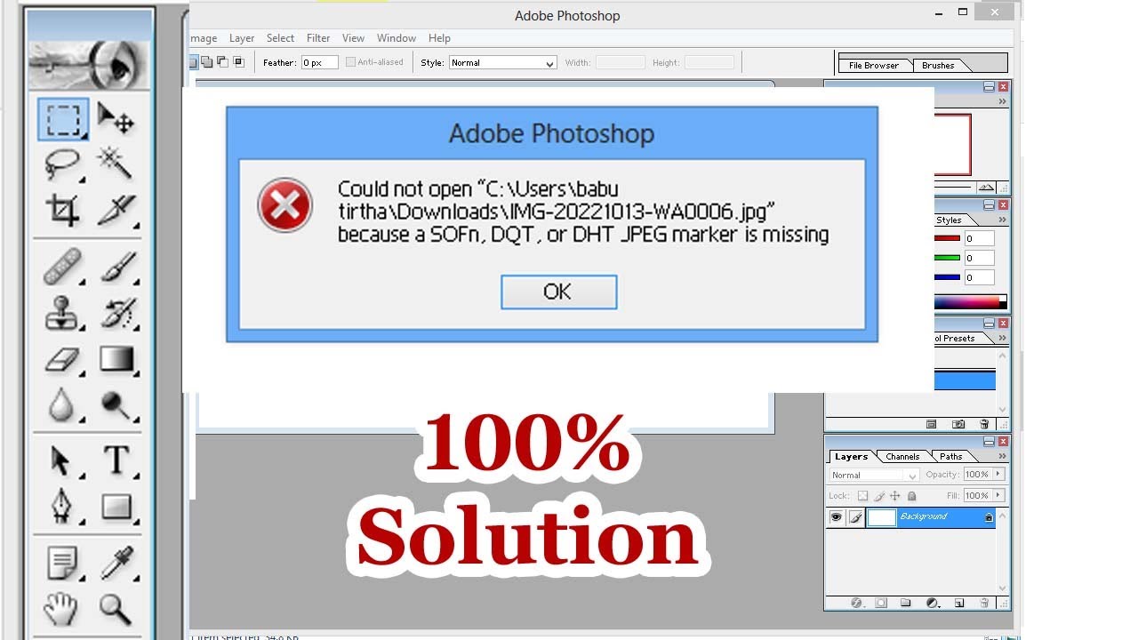 Photoshop Sofn Dqt Dht Jpeg Marker Fehlt Adobe Photoshop 7.0 _ Image Could not open _ SOFn, DQT or DHT JPEG