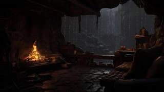 No Ads,Deep Healing Sleep😴🌧️Rain \u0026 Fireplace Sounds in a Secret Cave Retreat for Ultimate Calm🔥