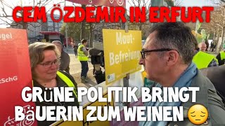 Grüne Politik Cem Özdemir Lassen Landwirtin Weinen Agrarministerkonferenz Erfurt Bauernprotest