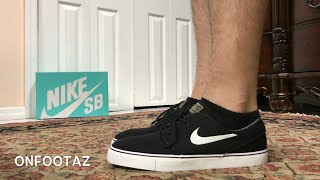 Nike SB Zoom Stefan Janoski Black White On Foot - YouTube